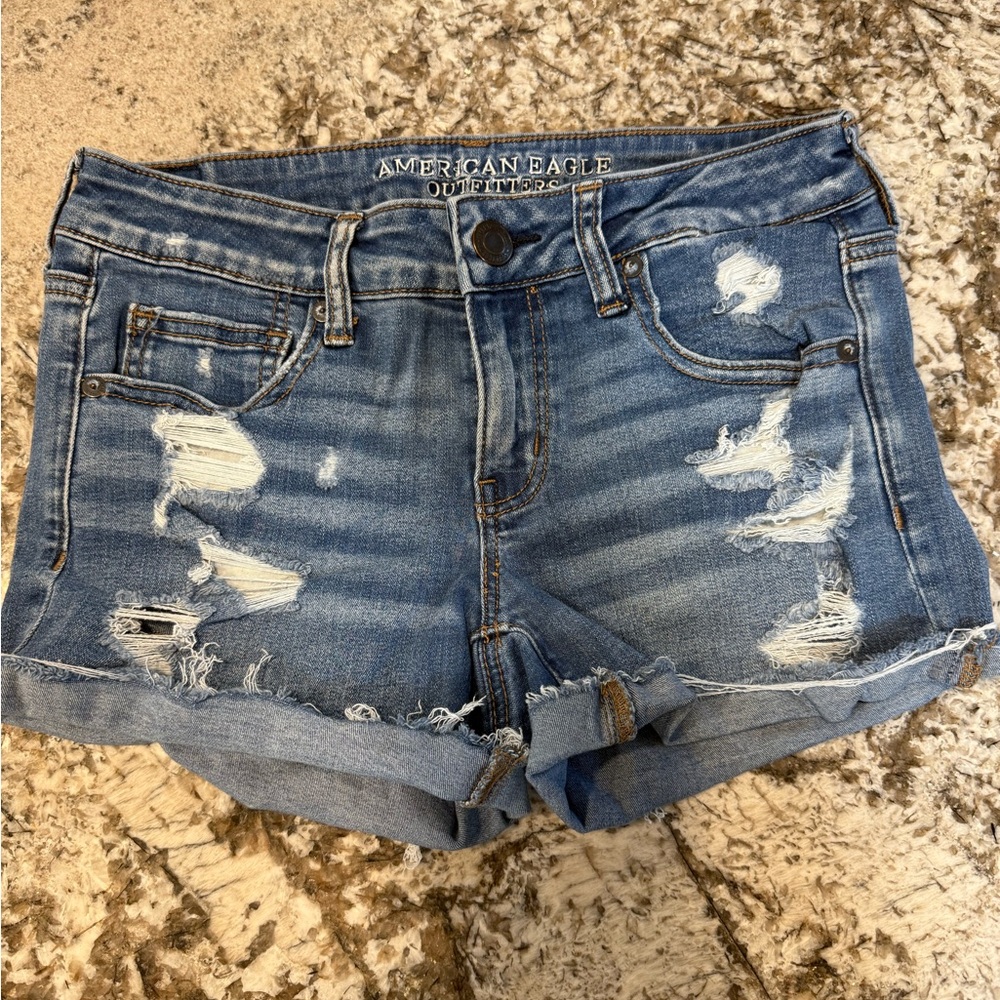 American Eagle Outfitters Distressed Blue Jean Shorts